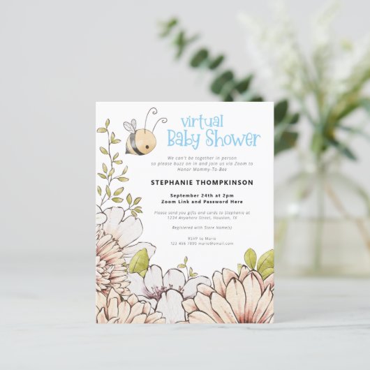Budget Bumblebee Virtual Baby shower Invitation (Staand voorkant)