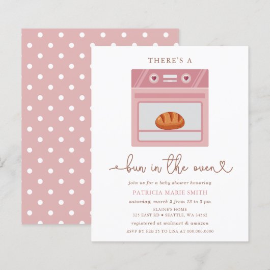 Budget Bun In Het Oven Roze Baby Meisje Baby showe (Voorkant / Achterkant)