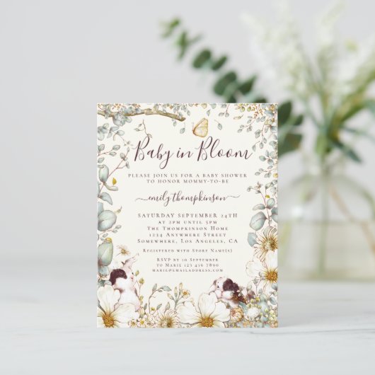 Budget Bunnies Baby in Bloom Cream nodigt uit (Staand voorkant)