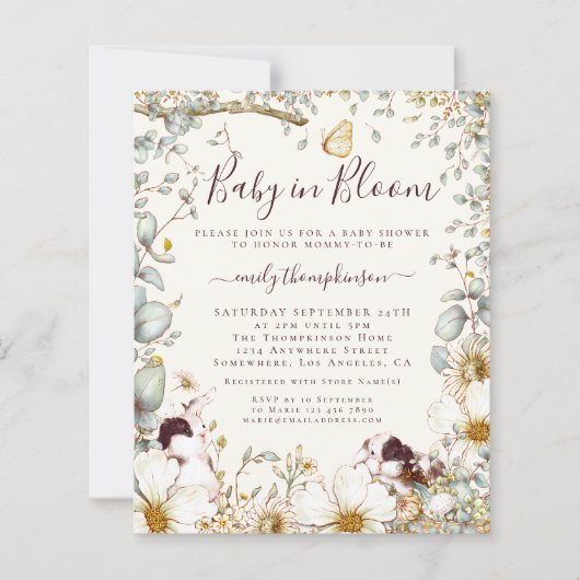 Budget  Bunnies Baby in Bloom Cream nodigt uit (Voorkant)