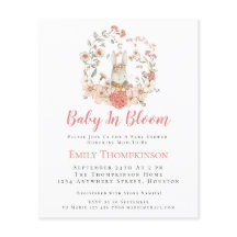 Budget Bunny Baby in Bloom Girl Baby shower Invite