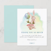 Budget Bunny Blauwgroen Baby shower Dank u (Voorkant / Achterkant)