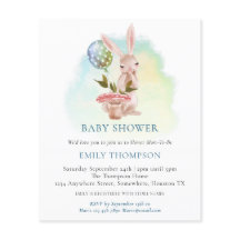 Budget Bunny Blauwgroen Baby shower Uitnodiging