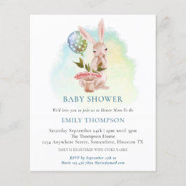 Budget Bunny Blauwgroen Baby shower Uitnodiging