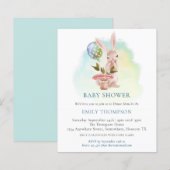Budget Bunny Blauwgroen Baby shower Uitnodiging (Voorkant / Achterkant)