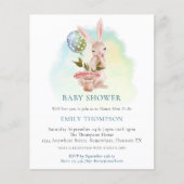 Budget Bunny Blauwgroen Baby shower Uitnodiging (Voorkant)