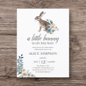 Budget Bunny Boho Dusty Blue Flower Baby shower in Uitnodiging Briefkaart