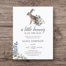 Budget Bunny Boho Dusty Blue Flower Baby shower in