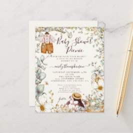 Budget  Bunny Boy Baby shower Picnic Invite