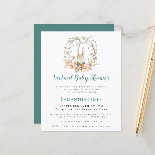Budget Bunny  Boy Virtual Baby shower (Voorkant / Achterkant in situ)