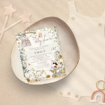 Budget Bunny Dress Baby shower Cream Invite