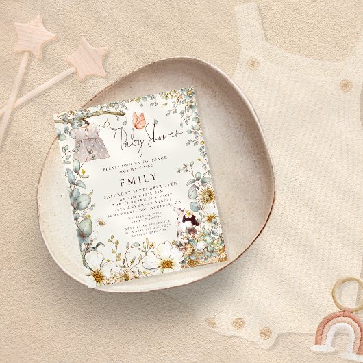 Budget Bunny Dress Baby shower Cream Invite