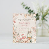 Budget Bunny Florals Foto Girl Birth Aankondiging (Staand voorkant)