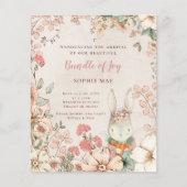 Budget Bunny Florals Foto Girl Birth Aankondiging (Voorkant)