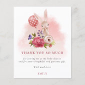 Budget Bunny Florals Pink Baby shower Dank u (Voorkant)