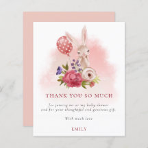 Budget Bunny Florals Pink Baby shower Dank u