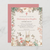 Budget  Bunny Girl Christening Invite (Voorkant / Achterkant)