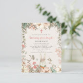 Budget  Bunny Girl Christening Invite (Staand voorkant)