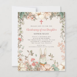 Budget  Bunny Girl Christening Invite