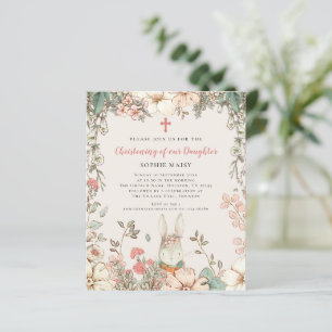 Budget  Bunny Girl Christening Invite
