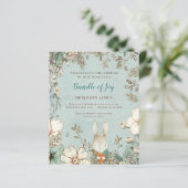 Budget Bunny Photo Foliage Baby Boy Birth Announce (Staand voorkant)