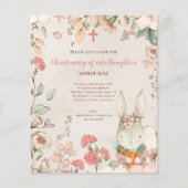 Budget Bunny Photo Girl Christening Baptism Invite (Voorkant)