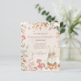 Budget Bunny Photo Girl Christening Baptism Invite