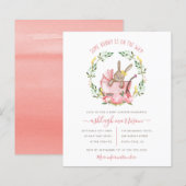 Budget Bunny & Waterverf Flowers Girl Baby shower (Voorkant / Achterkant)