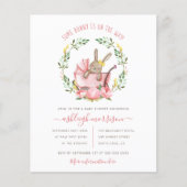 Budget Bunny & Waterverf Flowers Girl Baby shower (Voorkant)