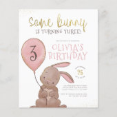 Budget Bunny Waterverf Pink & Gold Birthday Party (Voorkant)