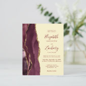 Budget Burgundy Agate Boter Geel Trouw Uitnodiging (Staand voorkant)