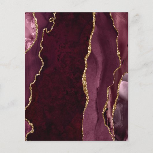 Budget Burgundy Agate Chic Script Wedding Invite (Achterkant)