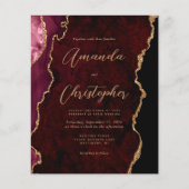 Budget Burgundy Agate Chic Script Wedding Invite (Voorkant)