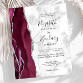 Budget Burgundy Agate Marble Wedding Uitnodiging