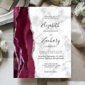 Budget Burgundy Agate Marble Wedding Uitnodiging