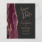 Budget Burgundy Agate Roos Gold Save the Date (Voorkant)