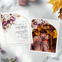 Budget Burgundy Bloem | Foto Huwelijksuitnodiging