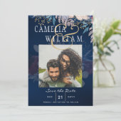 Budget Burgundy Blue Floral Lace Wedding SAVE DATE Kaart (Staand voorkant)