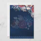 Budget Burgundy Blue Floral Lace Wedding SAVE DATE Kaart (Achterkant)