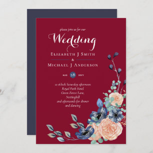 Budget Burgundy Blue Peach Floral Wedding