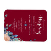 Budget Burgundy Blue Peach Floral Wedding Magneet (Horizontaal)