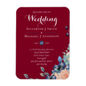 Budget Burgundy Blue Peach Floral Wedding Magneet (Verticaal)