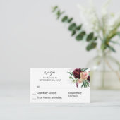 Budget Burgundy & Blush Floral 2SMb No Meal RSVP Informatiekaartje (Staand voorkant)