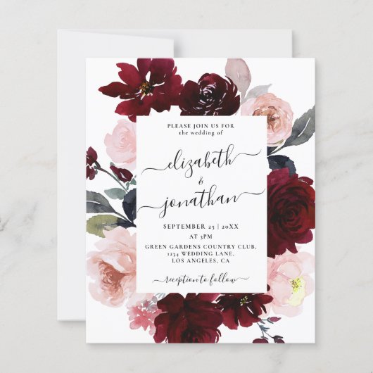 Budget Burgundy Blush Floral Wedding (Voorkant)
