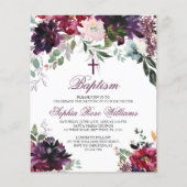 BUDGET Burgundy Blush Girl Baptism Uitnodiging (Voorkant)