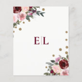 Budget Burgundy Blush Gold Floral bespaart datum (Achterkant)