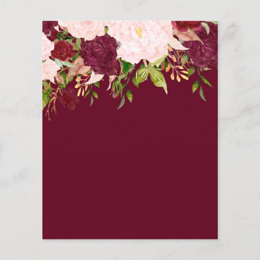 Budget Burgundy Blush Monogram Weddenschap (Achterkant)