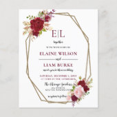 Budget Burgundy Blush Monogram Weddenschap (Voorkant)