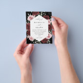 Budget Burgundy & Blush Pink 6 Floral - Zwart Flyer (Hand)