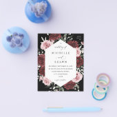 Budget Burgundy & Blush Pink 6 Floral - Zwart Flyer (Enkel)